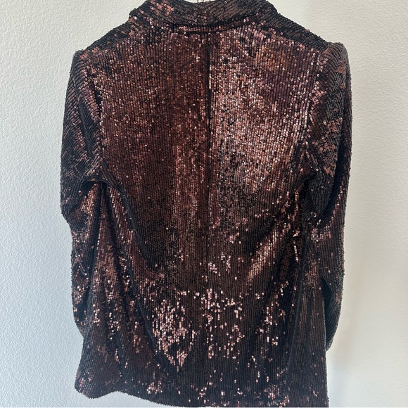 Express Brown Sequined Blazer Small - Picture 2 of 10